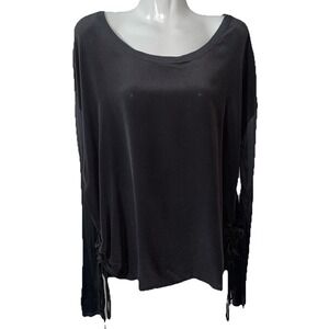 Silk Chaser‎ Top L Vintage Black Lace Tie Sides Quiet Luxury Valley Girl Lolita
